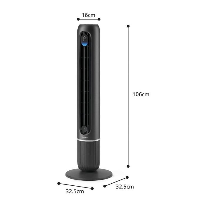 Вентилятор Philips колонний Series 7000, 30Вт, пульт ДУ, режим " Бриз", сенсорний дисплей, таймер, темно-сірий