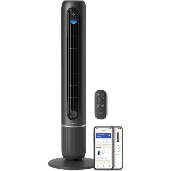 Вентилятор Philips колонний Series 7000, 30Вт, пульт ДУ, режим " Бриз", сенсорний дисплей, таймер, темно-сірий