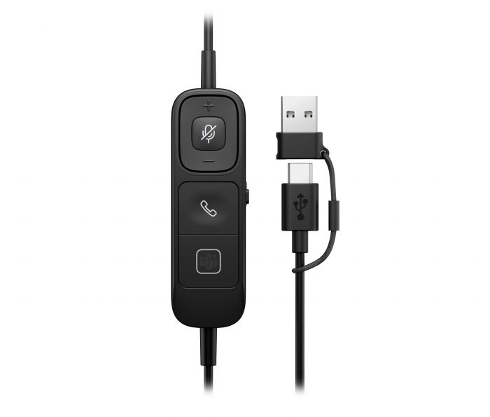 Гарнітура комп'ютерна стерео On-ear HP Poly Mission 825, USB-A, USB-C, 4 x Uni-mic, ANC, Beamforming, AI noise cancelling, Teams, Zoom, Google Meet, чорний