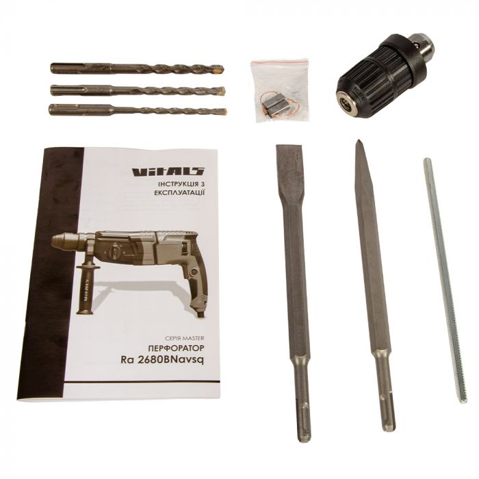 Перфоратор Vitals Master Ra 2680BNavsq 800Вт 3Дж 0-5500уд/хв 0-1350об/хв  SDS?plus 3 режими кейс 5кг кейс