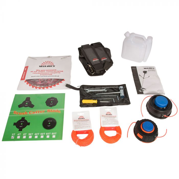 Тример садовий бензиновий Vitals Master BK 523n 1.5кВт/2.0к.с. 52см3 25.5см ніж/ліска 43см 9.7кг