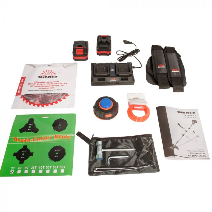 Тример садовий акумуляторний Vitals Master AZT 3680-1n BL Kit 36В 800Вт 25.5см ніж/ліска 36см 1х4А·год 4.5кг