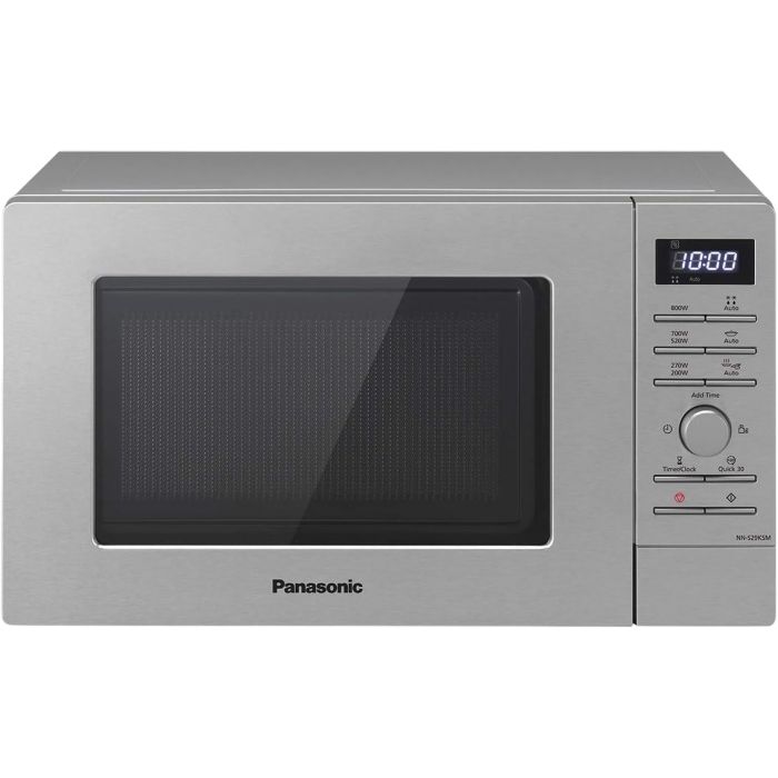 Мікрохвильова піч Panasonic, 20л, електр.управл., 800Вт, дисплей,відкриття кнопкою, сріблястий (сірий)