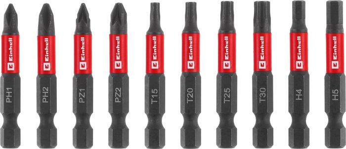 Біти Einhell 50мм бітотримач з карабіном, PH, PZ, T, H набір 10шт