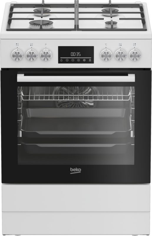 Плита Beko комбінована, 72л, 60x60см, конвекція, дисплей, телескопічні направляючі, білий