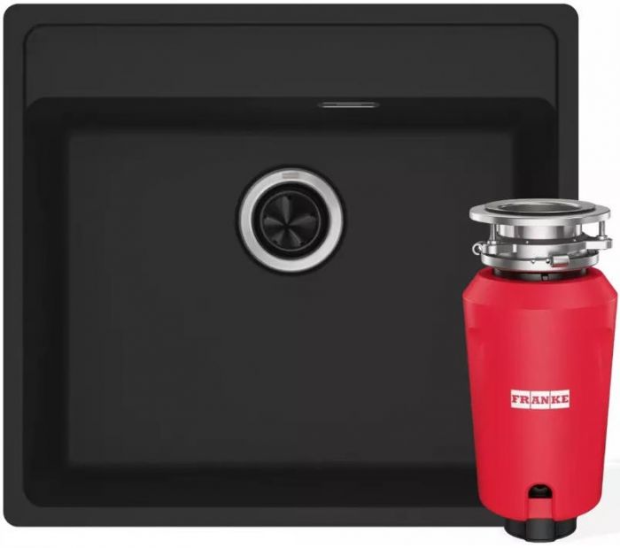 Комплект - мийка MRG 610-52 TL фраграніт, чорний матовий, 114.0668.819 і подрібнювач харч. відходів SLIM 50, 134.0715.098, вкл. Сифон