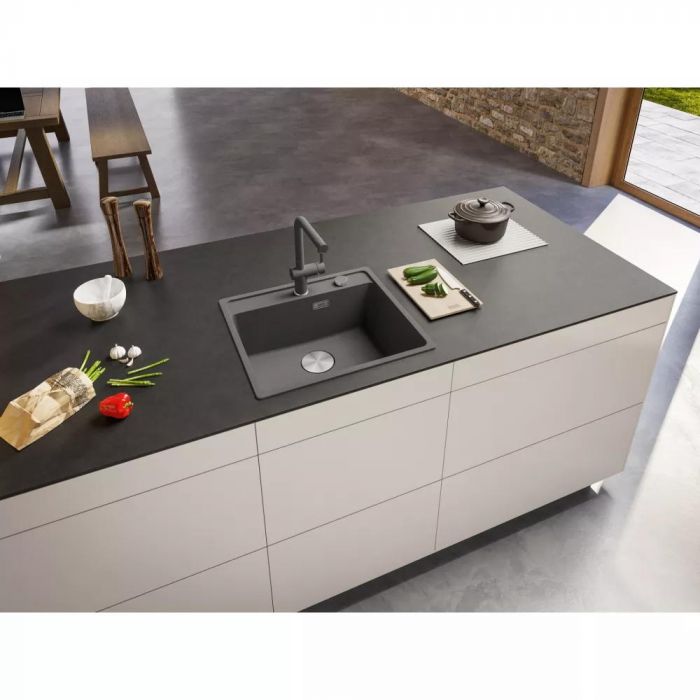 Комплект - мийка MRG 610-52 TL фраграніт, сірий камінь, 114.0668.868 і подрібнювач харч. відходів SLIM 50, 134.0715.098, вкл. Сифон