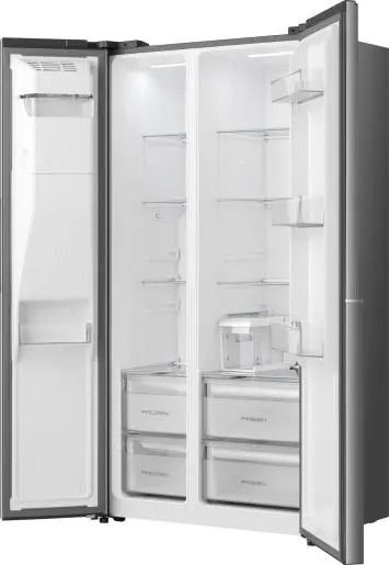Холодильник SBS Gorenje, 179х62х91см, 2 двері, 347(181)л, А+, NF+, Інв., Зона св-ті, диспенсер, Внутр. Диспл, нерж