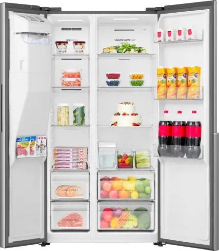 Холодильник SBS Gorenje, 179х62х91см, 2 двері, 347(181)л, А+, NF+, Інв., Зона св-ті, диспенсер, Внутр. Диспл, нерж
