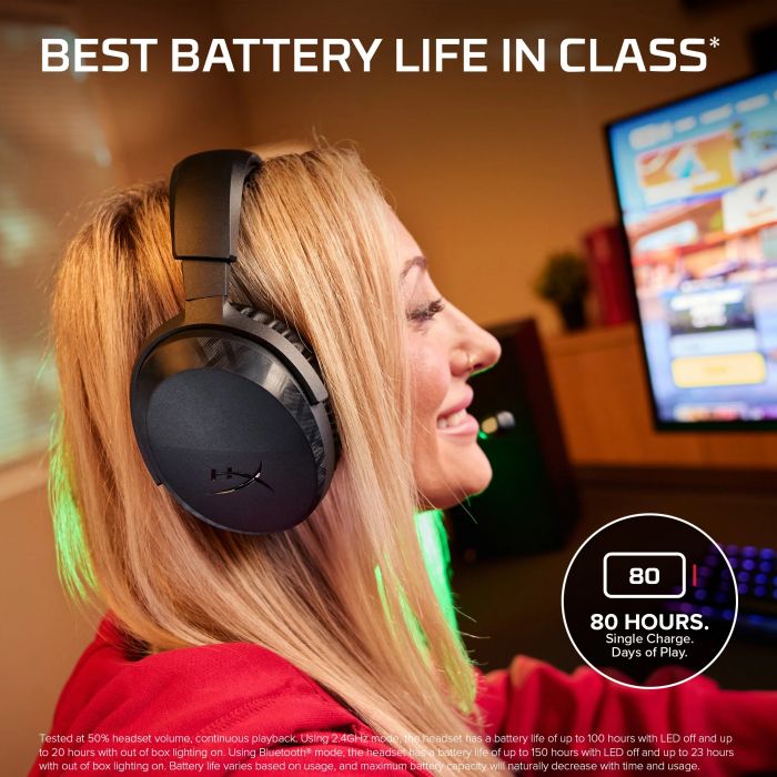 Гарнітура ігрова HyperX Cloud Stinger 3, WL/BT/USB-A/USB-C, 0.5м, чорний