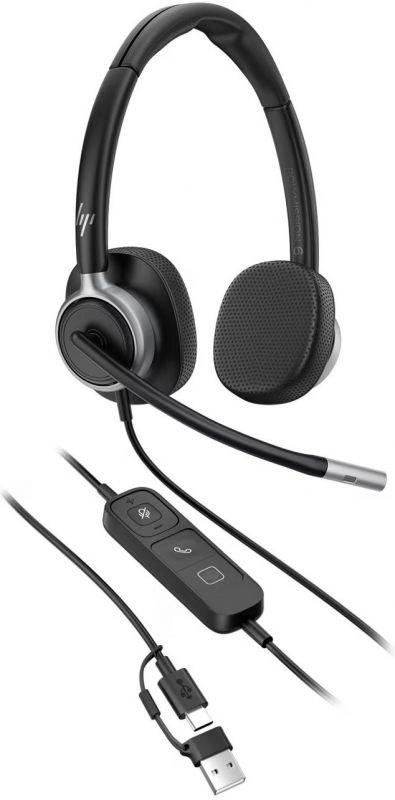 Гарнітура комп'ютерна стерео On-ear HP Poly Mission 625, USB-A, USB-C, 2 x Uni-mic, AI noise reduction, Teams, Zoom, Google Meet, чорний
