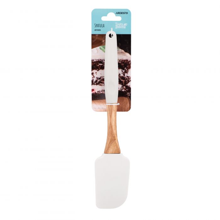 Лопатка ARDESTO Tasty Baking, 25см, силікон, дерево, сірий світлий