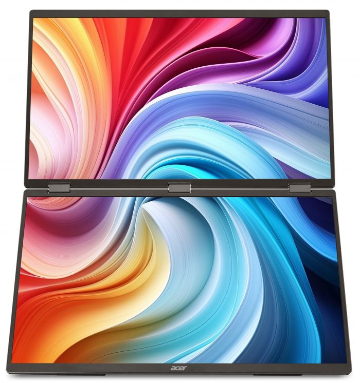 Монітор портативний Dual Portable Acer 18.5" PD193QEbmiuux miniHDMI, 2xUSB-C, MM, IPS, 100Hz, 4ms