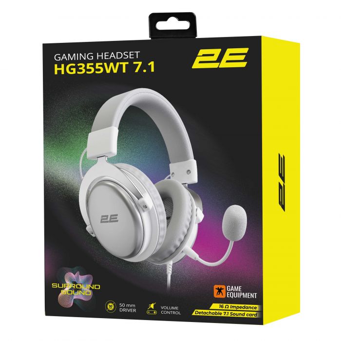 Гарнітура ігрова 2E GAMING HG355, 7.1, mini-jack/dual 3.5мм/USB-A, 1.5/1.5/0.2м, білий