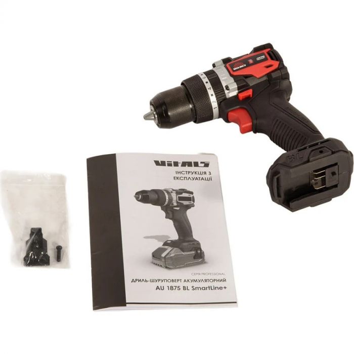 Шурупокрут-дриль акумуляторний Vitals Professional AU 1875 BL SmartLine+ 18В 75·20Нм 500·2000об/хв 1.2кг без АКБ та ЗП