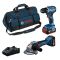 Набір із двох акумуляторних інструментів Bosch Professional 18В дриль-шурупокрут GSR 18V-45, Шліфмашина кутова GWS 18V-8, акб 2x4А·год, ЗП, сумка M-BAG