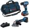 Набір із двох акумуляторних інструментів Bosch Professional 18В дриль-шурупокрут GSR 18V-45, Шліфмашина кутова GWS 18V-8, акб 2x4А·год, ЗП, сумка M-BAG