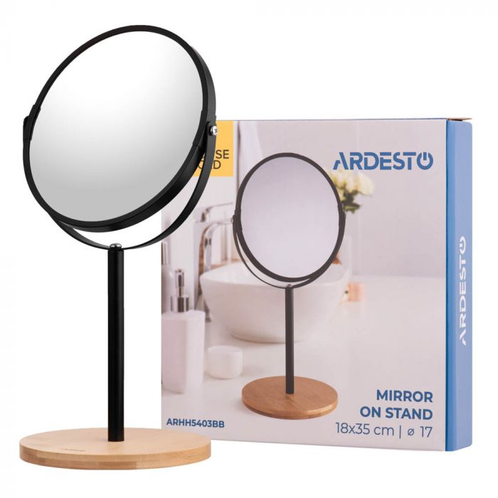 Дзеркало на ніжці 17" Ardesto 19x15x34,5см, скло, бамбук, метал, пластик, чорний