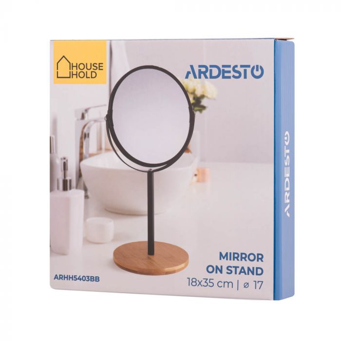 Дзеркало на ніжці 17" Ardesto 19x15x34,5см, скло, бамбук, метал, пластик, чорний