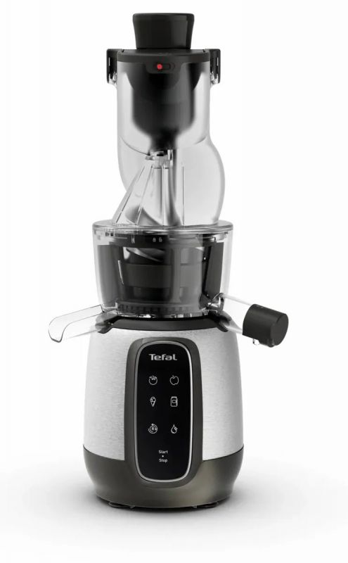 Соковитискач Tefal Ultra Juice шнековий 200Вт, чаша-6л, жмих-0.8л, пластик, сріблясто-чорний
