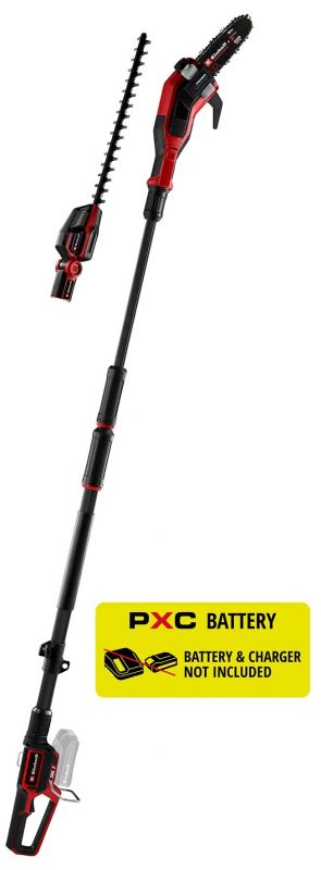 Кущоріз-висоторіз телескопічний акумуляторний Einhell Professional GP-LC 18/20 Li T BL + GP-HH 18/50 Li T BL 18В - набір з 2 насадок: кущоріз 550мм і пилка 200мм 5.93кг без АКБ та ЗП