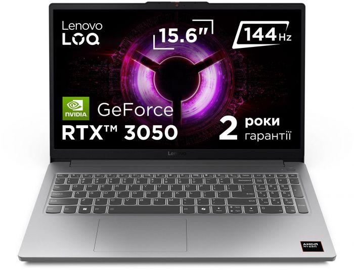 Ноутбук Lenovo LOQ-15ARP10E 15.6" FHD IPS AG, AMD R7-170, 16GB, F512GB, NVD3050-6, DOS, сірий