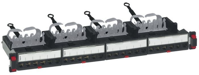 Рама Legrand 19", 1U, для складальної патч-панелі 24 порти, UTP/FTP, набірна, пластиковий організатор, чорна