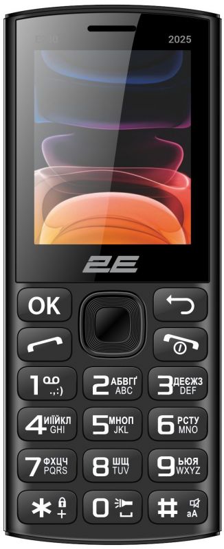 Мобільний телефон 2E E240 2025 2.4" 2SIM, 1400мА•год, чорний