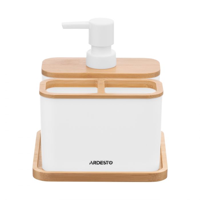 Набір для ванної кімнати Ardesto Minimalism, 3 предмети, поліпропілен, бамбук, білий