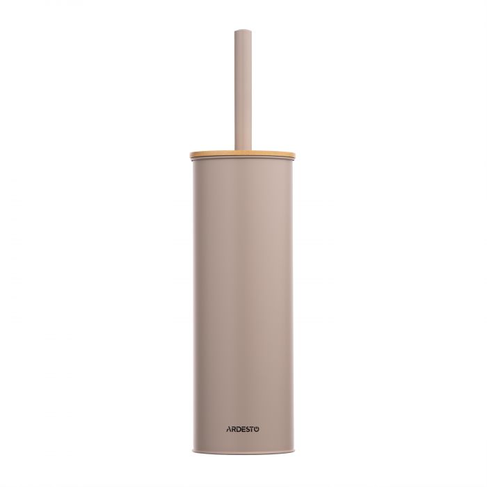Набір щітка для унітазу з підставкою Ardesto Minimalism 9.5x27.5/38см, метал, поліпропілен, бамбук, бежевий