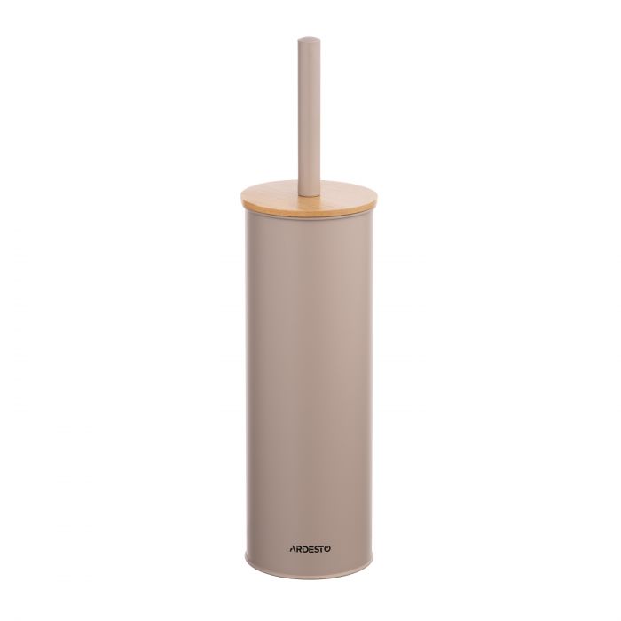 Набір щітка для унітазу з підставкою Ardesto Minimalism 9.5x27.5/38см, метал, поліпропілен, бамбук, бежевий