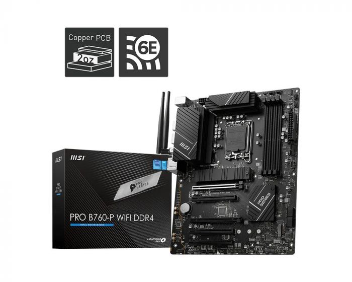 Материнcька плата MSI PRO B760-P WIFI DDR4 s1700 B760 4xDDR4 M.2 HDMI DP ATX