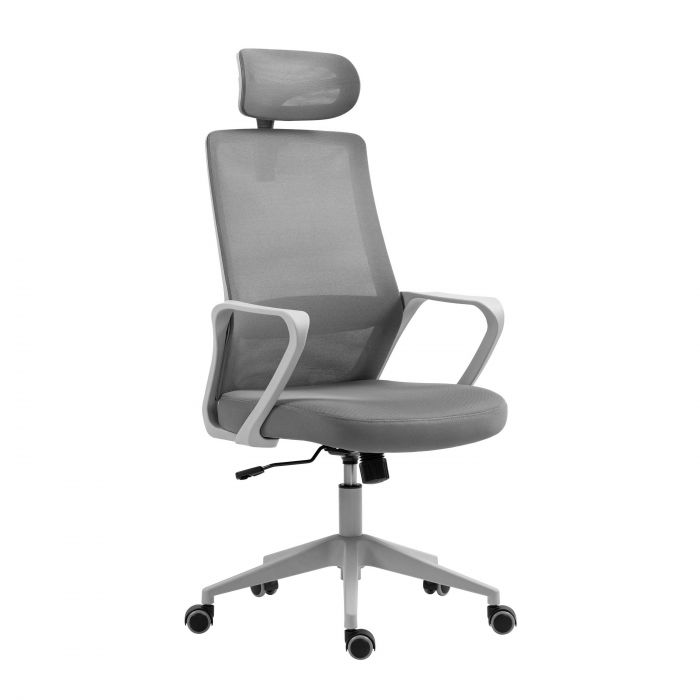 Крісло 2E OFFICE OC120, тканина, фіксовані підлокітники, підголівник, сірий