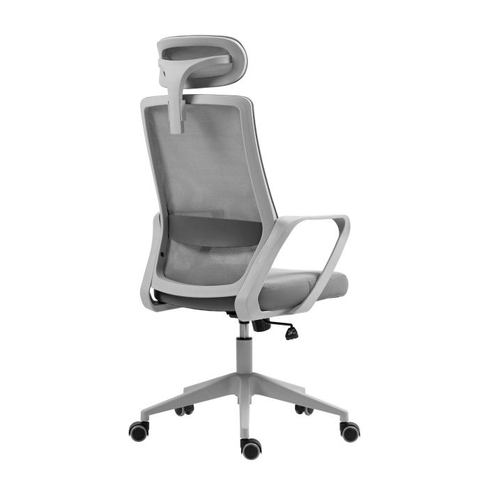 Крісло 2E OFFICE OC120, тканина, фіксовані підлокітники, підголівник, сірий
