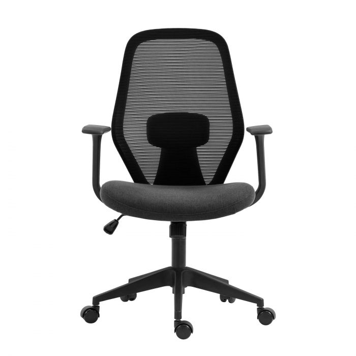 Крісло 2E OFFICE OC110, тканина, фіксовані підлокітники, чорний