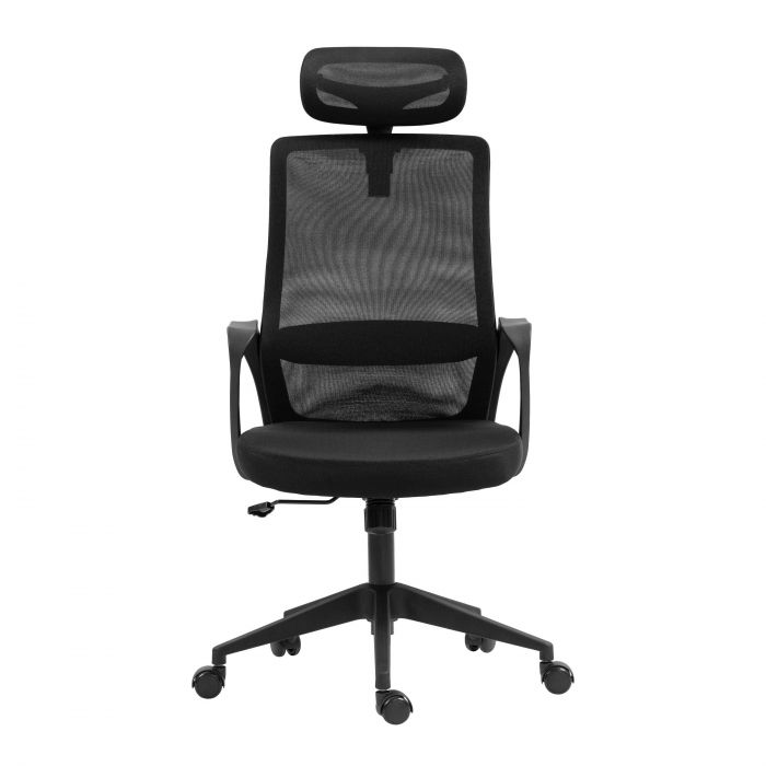 Крісло 2E OFFICE OC120, тканина, фіксовані підлокітники, підголівник, чорний