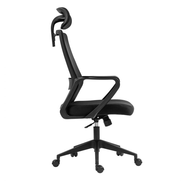 Крісло 2E OFFICE OC120, тканина, фіксовані підлокітники, підголівник, чорний