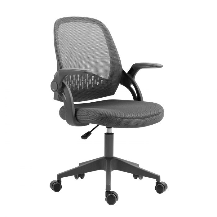 Крісло 2E OFFICE OC100, тканина, відкидні підлокітники, темно-сірий