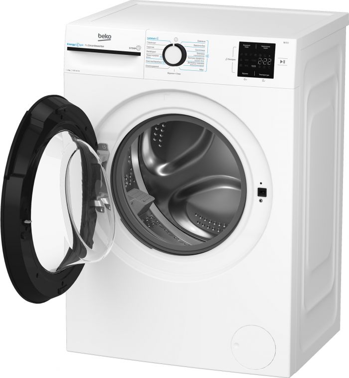 Пральна машина Beko фронтальна, 8кг, 1200, A, 50см, дисплей, інвертор, пара, білий