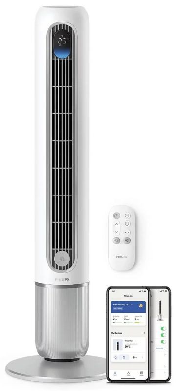 Вентилятор Philips колонний Series 7001, 31Вт, пульп ДУ, режим " Бриз", сенсорний дисплей, таймер, білий
