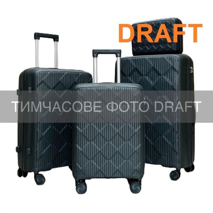 Набір валіз 2E, M7977, поліпропілен, (L+M+S), блискавка anti theft, 4 колеса, кодовий замок, темно-сірий