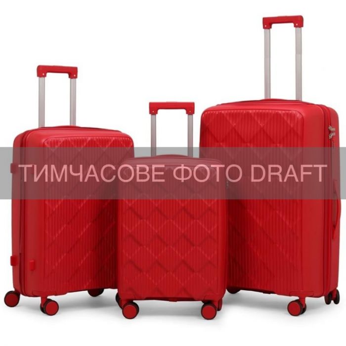 Набір валіз 2E, M7977, поліпропілен, (L+M+S), блискавка anti theft, 4 колеса, кодовий замок, червоний
