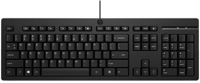 Клавіатура мембранна НР 125, 109key, USB-A, EN/UK, чорний