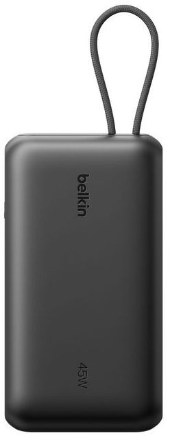 Акумулятор портативний літій-іонний Power Bank Belkin 20000мА·год, 45Вт, з інтегрованим кабелем USB-C, чорний