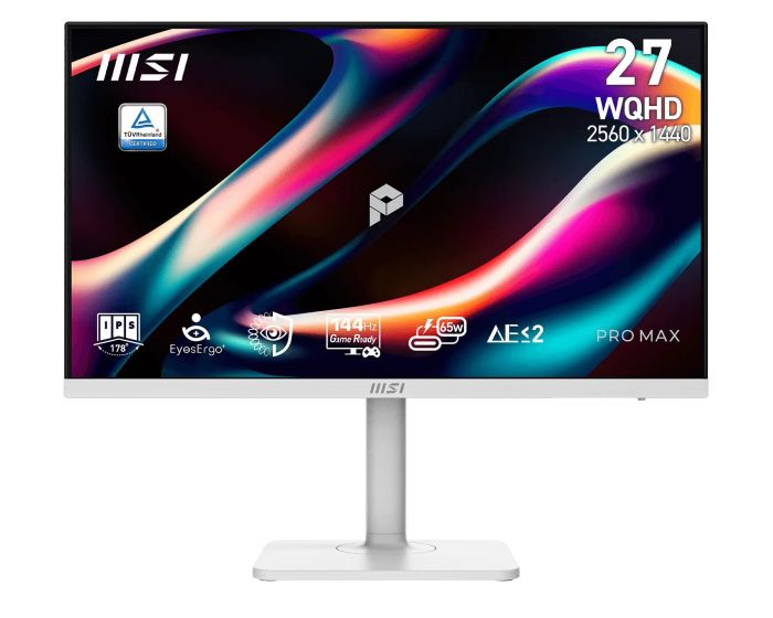 Монітор MSI 27" PRO MAX 271QPHW E14, 2xHDMI, DP, USB-C, 2xUSB, MM, IPS, 2560x1440, 144Hz, 1ms, sRGB 121%, FreeSync, Pivot, білий
