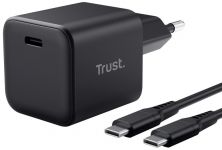 Зарядний пристрій мережевий Trust Maxo 65Вт, GaN, USB-C, PD/PPS, чорний