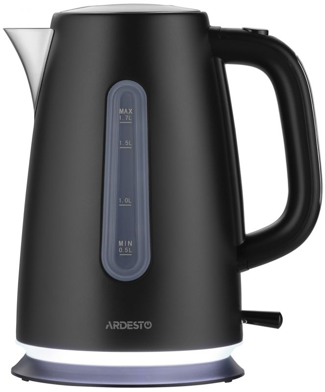 Електрочайник ARDESTO 1.7л, Strix, метал, підсвітка, матовий, чорний