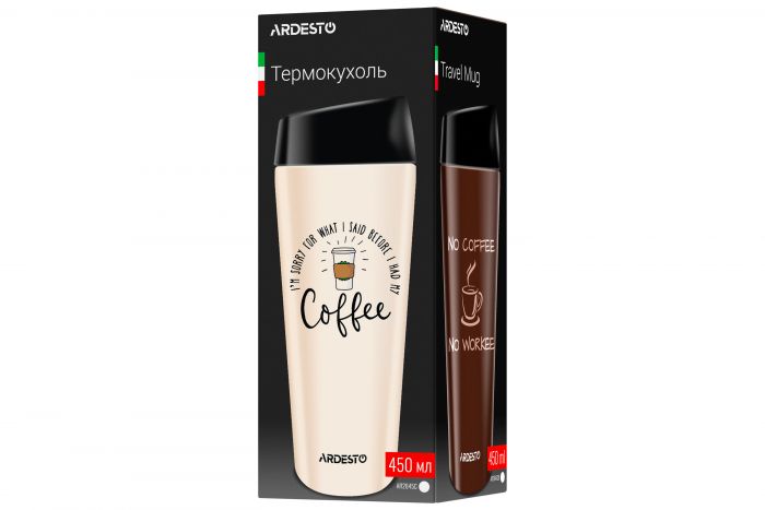 Термокухоль Ardesto Coffee Time 450 мл, нержавіюча сталь, чорний