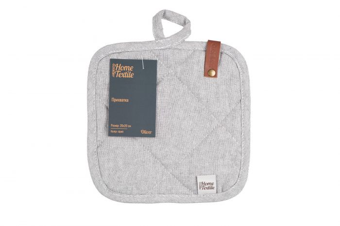 Прихватка Ardesto Oliver, сірий, 20х20см, 100% бавовна (напов. ватин)