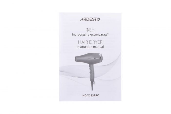 Фен Ardesto HD-Y223PRO / 1850-2200Вт/2 швидкості/ 3темп.режима/дифузор/чорний